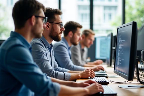 Team von Entwicklern bei der Arbeit an moderner Software